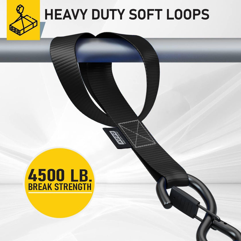 Soft Loop Tie Down Straps - 6 Pack - 4500 lb Break Strength - 1