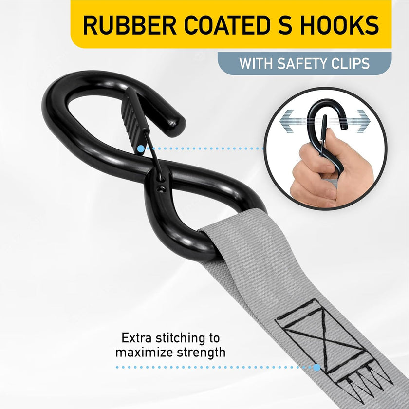 Retractable Ratchet Straps - 2 Pack - 1200 lb Break Strength