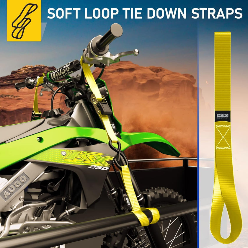 Soft Loop Tie Down Straps - 6 Pack - 4500 lb Break Strength - 1