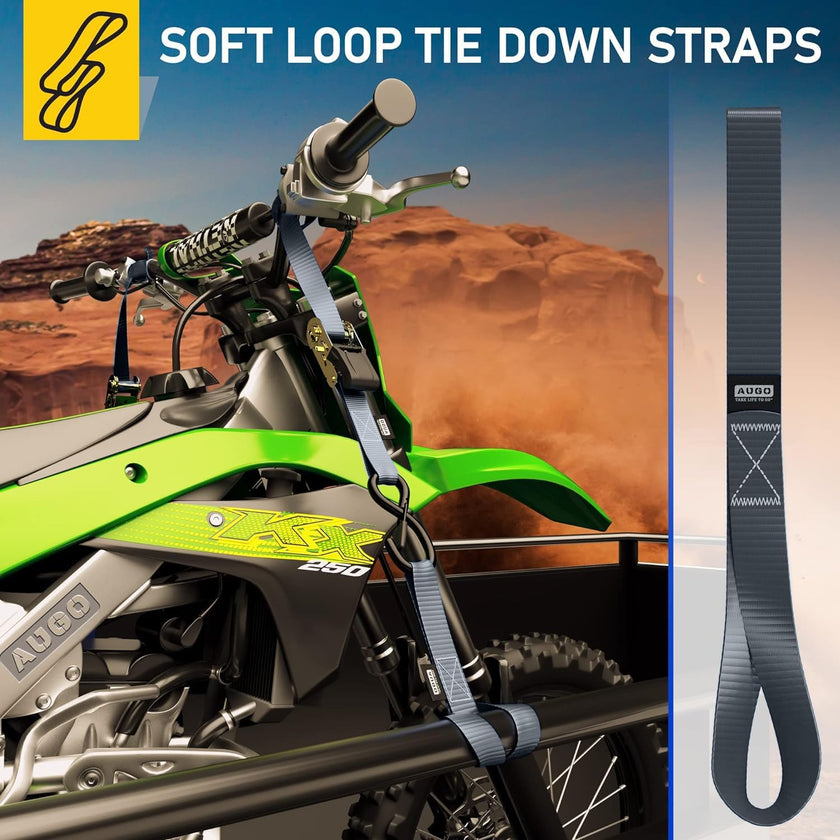 Soft Loop Tie Down Straps - 6 Pack - 4500 lb Break Strength - 1