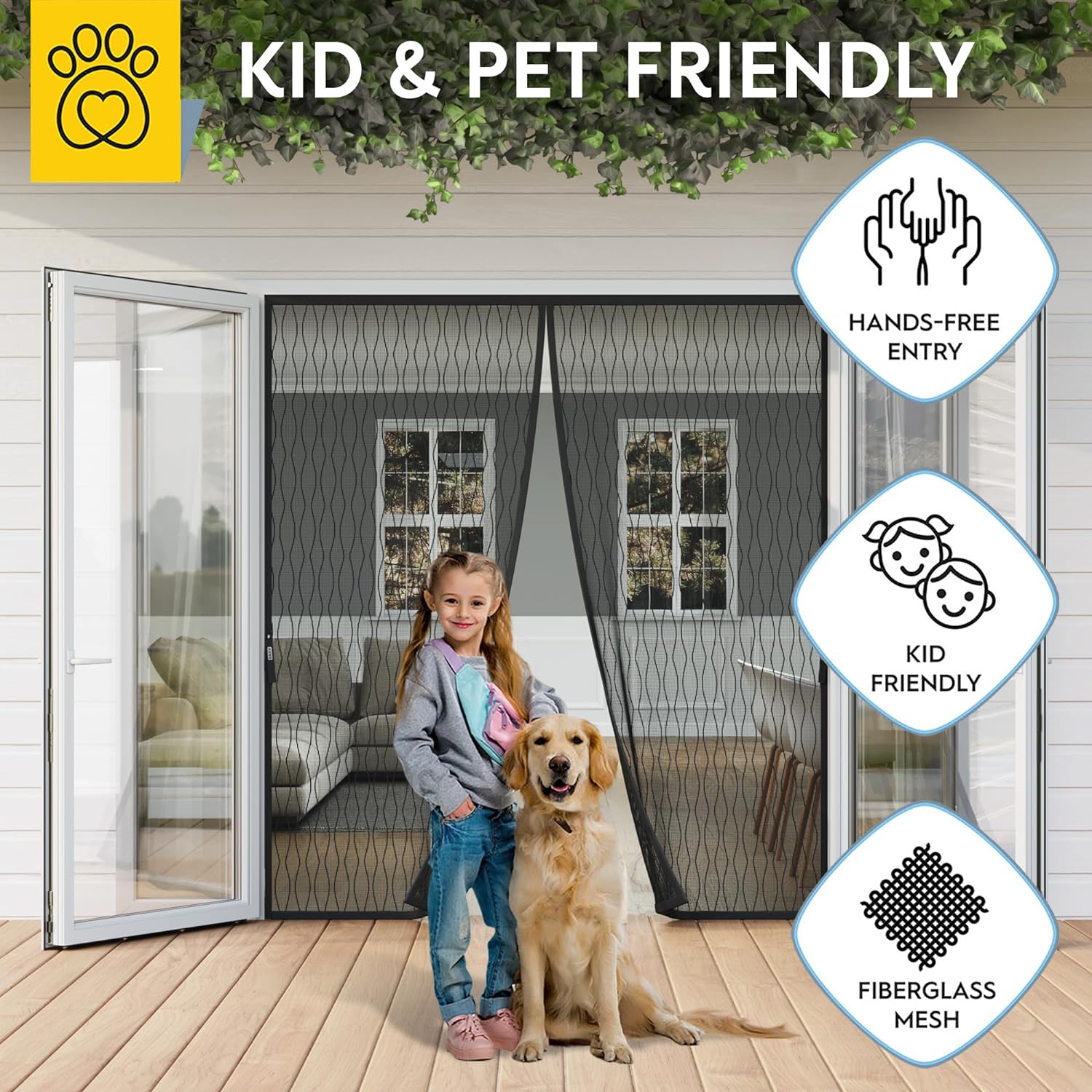 Fiberglass Designed Magnetic Screen Door
