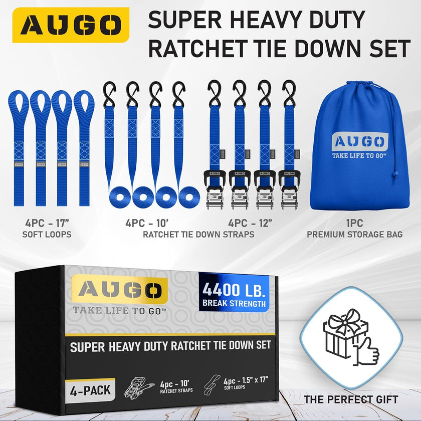 Heavy Duty Ratchet Straps - 4 Pack - 1.5