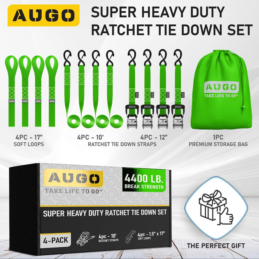 Heavy Duty Ratchet Straps - 4 Pack - 1.5