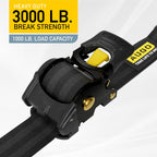 Heavy Duty Retractable Ratchet Straps - 2 Pack - 2" x 10 Ft - 3000 Lb Break Strength