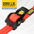 Heavy Duty Retractable Ratchet Straps - 2 Pack - 2" x 10 Ft - 3000 Lb Break Strength