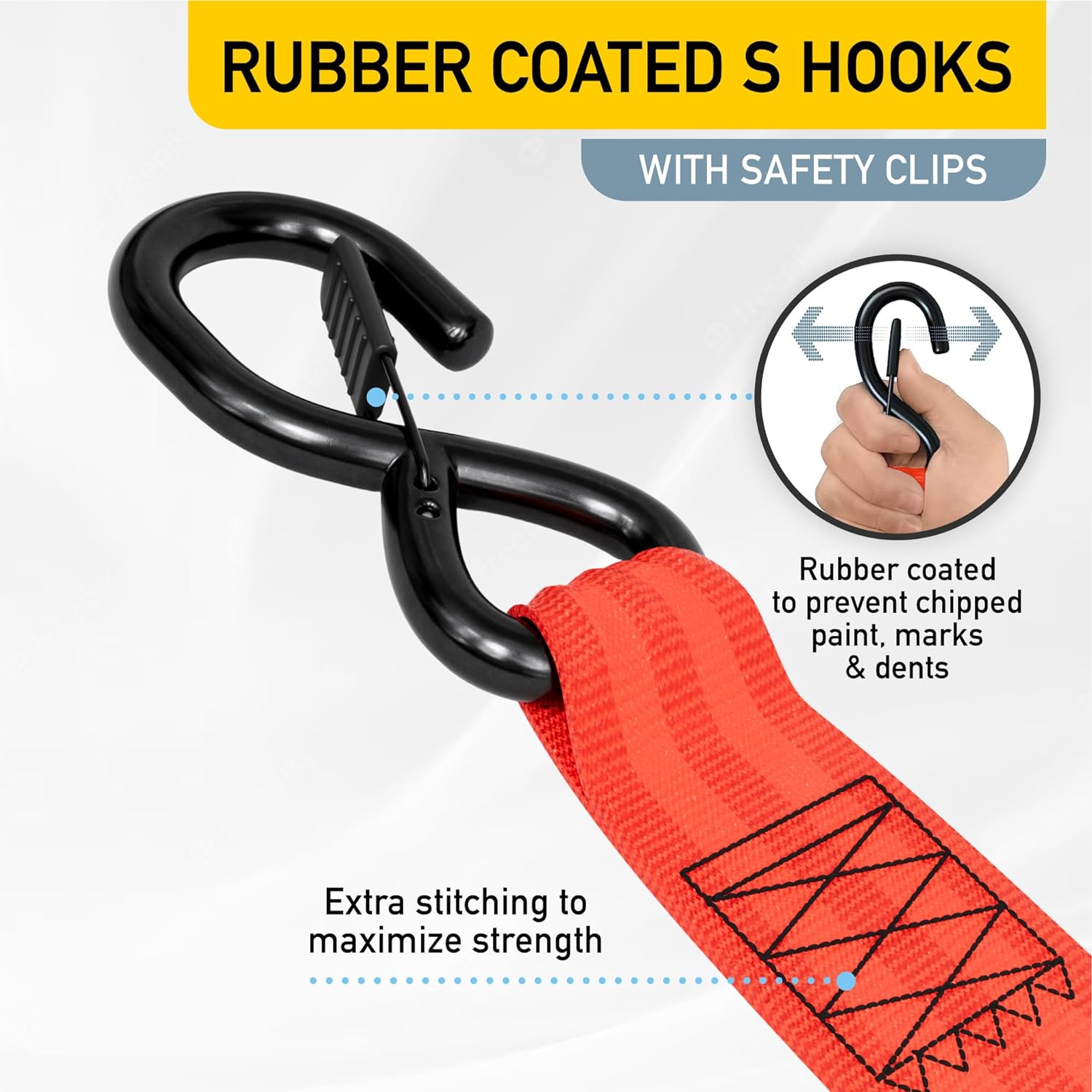Heavy Duty Retractable Ratchet Straps - 2 Pack - 2" x 10 Ft - 3000 Lb Break Strength