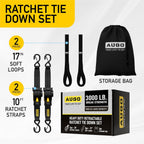 Heavy Duty Retractable Ratchet Straps - 2 Pack - 2" x 10 Ft - 3000 Lb Break Strength