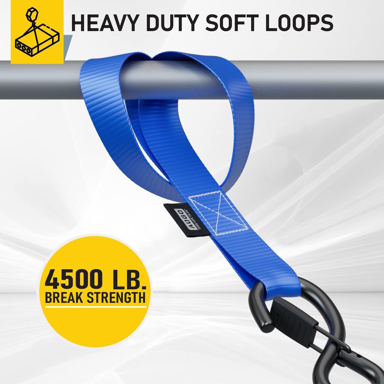 Soft Loop Tie Down Straps - 6 Pack - 1" x 12" - 4500 Lb Break Strength