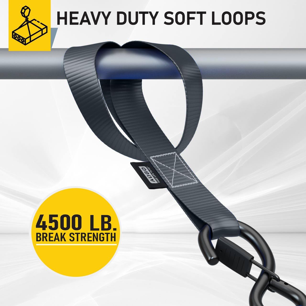 Soft Loop Tie Down Straps - 6 Pack - 1" x 12" - 4500 Lb Break Strength