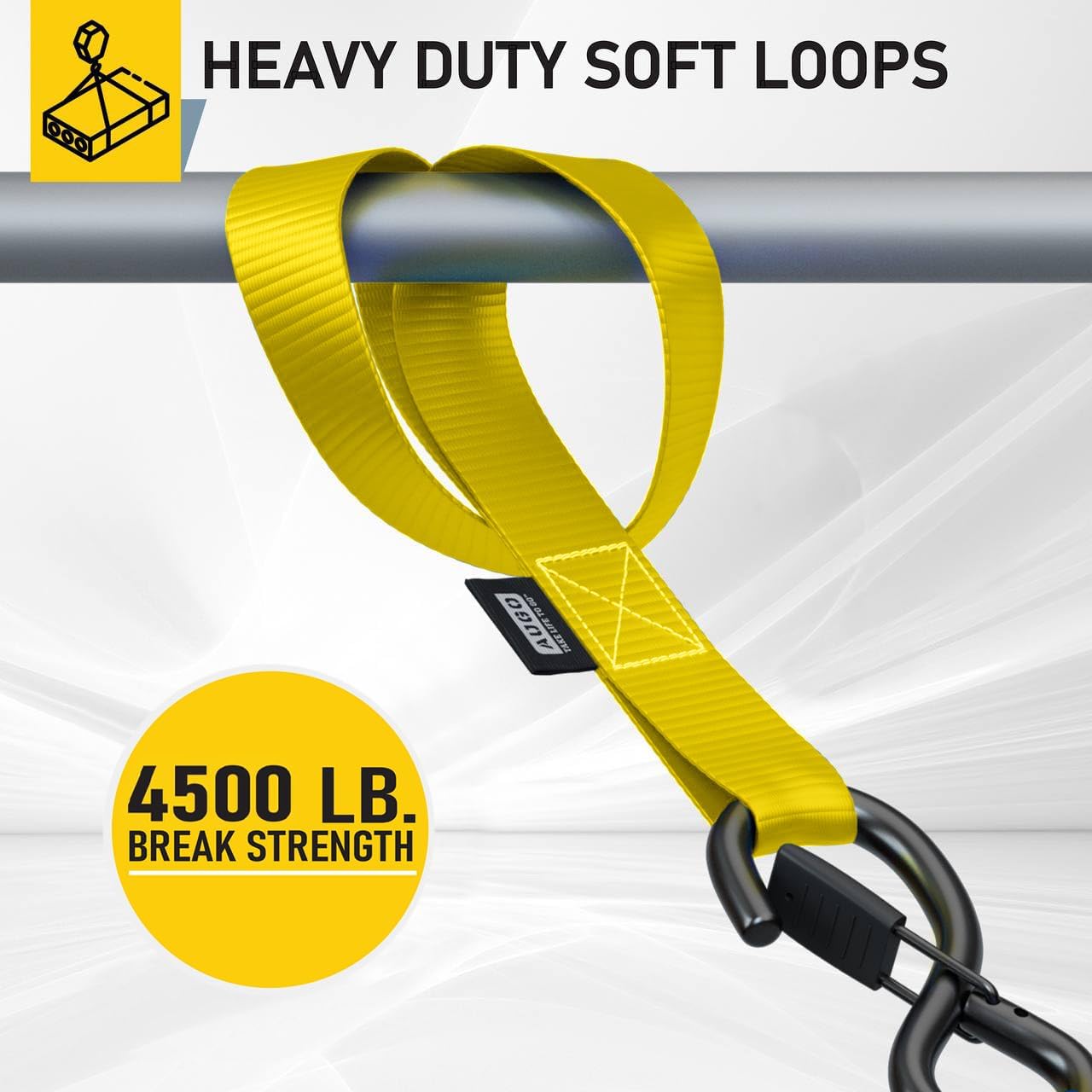 Soft Loop Tie Down Straps - 6 Pack - 1" x 12" - 4500 Lb Break Strength
