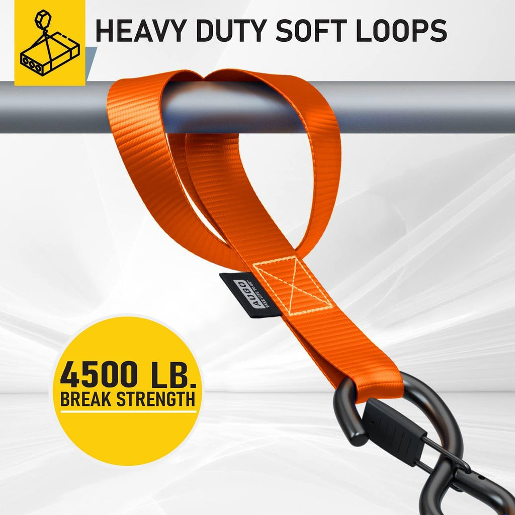 Soft Loop Tie Down Straps - 6 Pack - 1" x 12" - 4500 Lb Break Strength