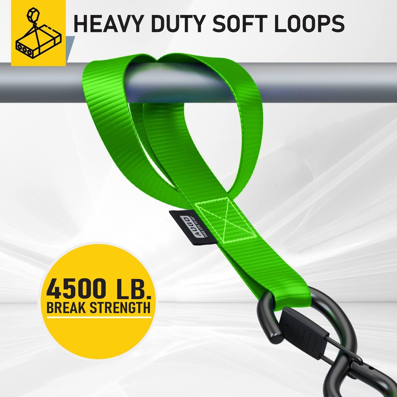 Soft Loop Tie Down Straps - 6 Pack - 1" x 12" - 4500 Lb Break Strength