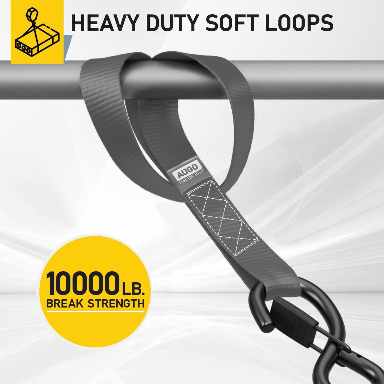 Heavy Duty Soft Loop Tie Down Straps - 6 Pack - 1.5" x 17" - 10000 Lb Break Strength