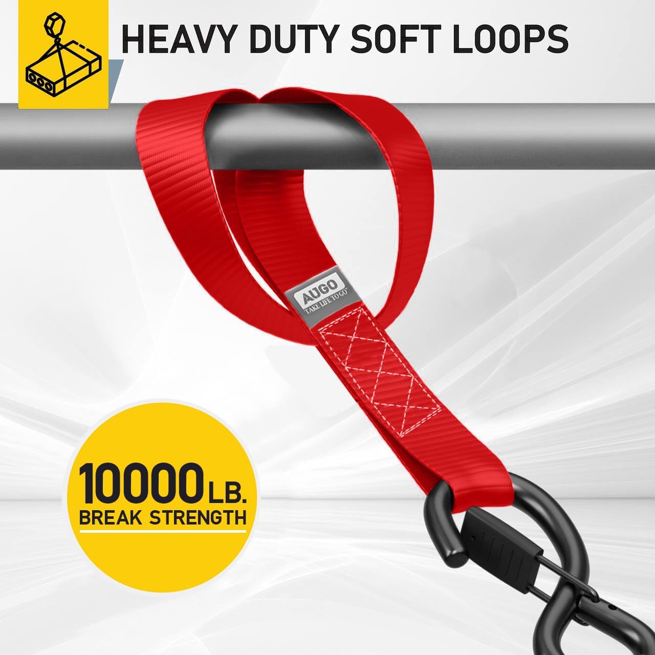 Heavy Duty Soft Loop Tie Down Straps - 6 Pack - 1.5" x 17" - 10000 Lb Break Strength