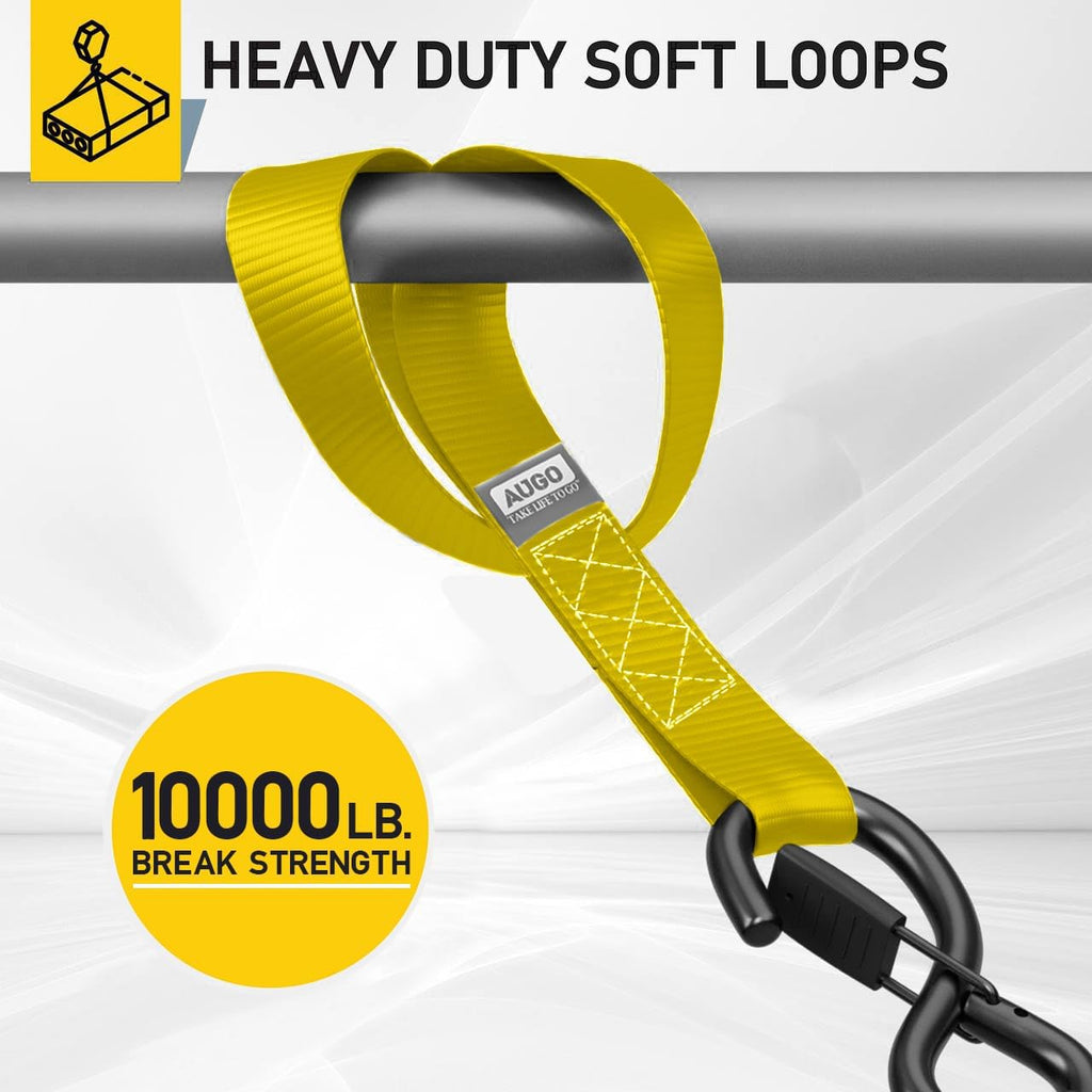 Heavy Duty Soft Loop Tie Down Straps - 6 Pack - 1.5" x 17" - 10000 Lb Break Strength