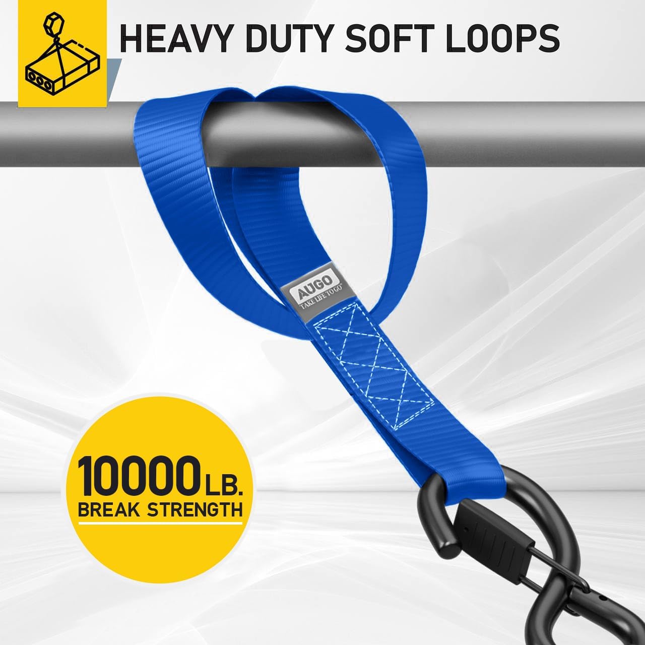 Heavy Duty Soft Loop Tie Down Straps - 6 Pack - 10000 lb Break Strength - 1.5