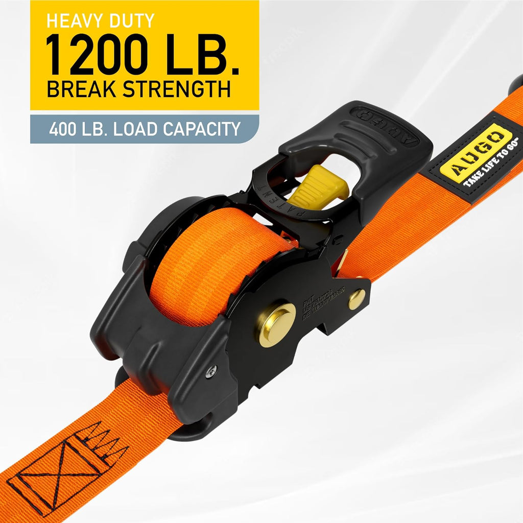 Retractable Ratchet Straps - 4 Pack - 1" x 10 Ft - 1200 Lb Break Strength