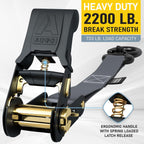 Ratchet Straps - 4 Pack - 1" x 15 Ft - 2200 Lb Break Strength