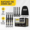 Retractable Ratchet Straps - 4 Pack - 1200 lb Break Strength