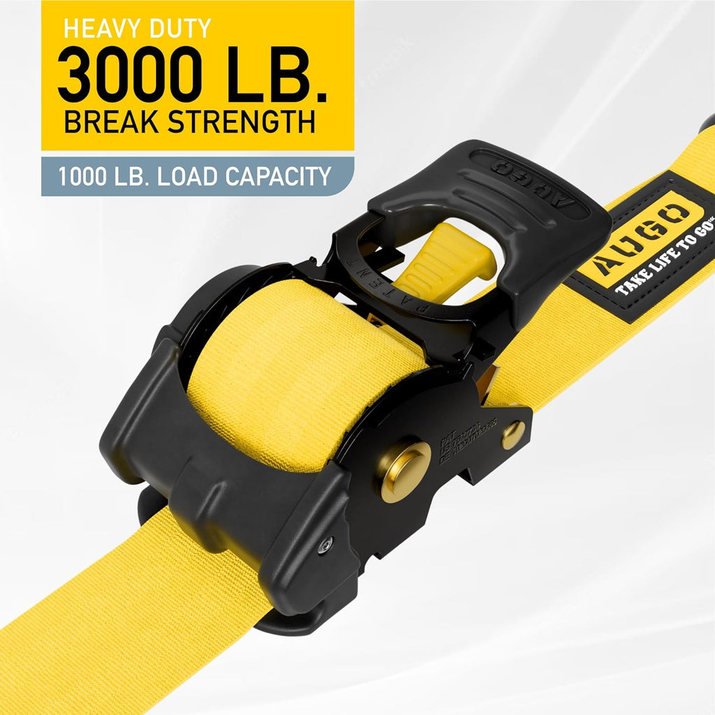 Heavy Duty Retractable Ratchet Straps - 2 Pack - 2" x 10 Ft - 3000 Lb Break Strength