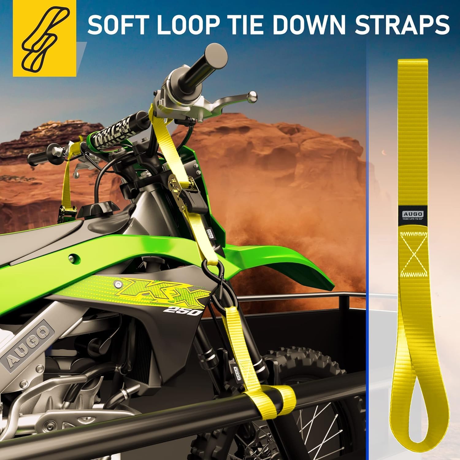 Soft Loop Tie Down Straps - 6 Pack - 1" x 12" - 4500 Lb Break Strength