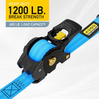 Retractable Ratchet Straps - 4 Pack - 1" x 10 Ft - 1200 Lb Break Strength
