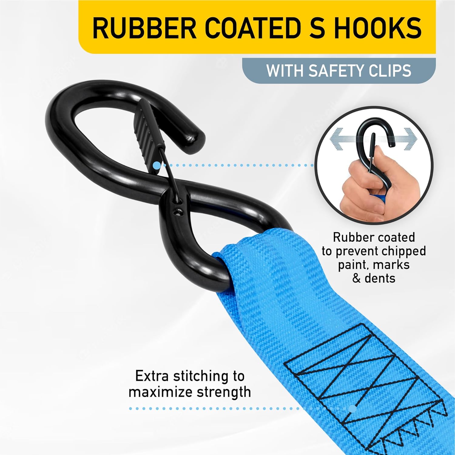 Heavy Duty Retractable Ratchet Straps - 2 Pack - 2" x 10 Ft - 3000 Lb Break Strength