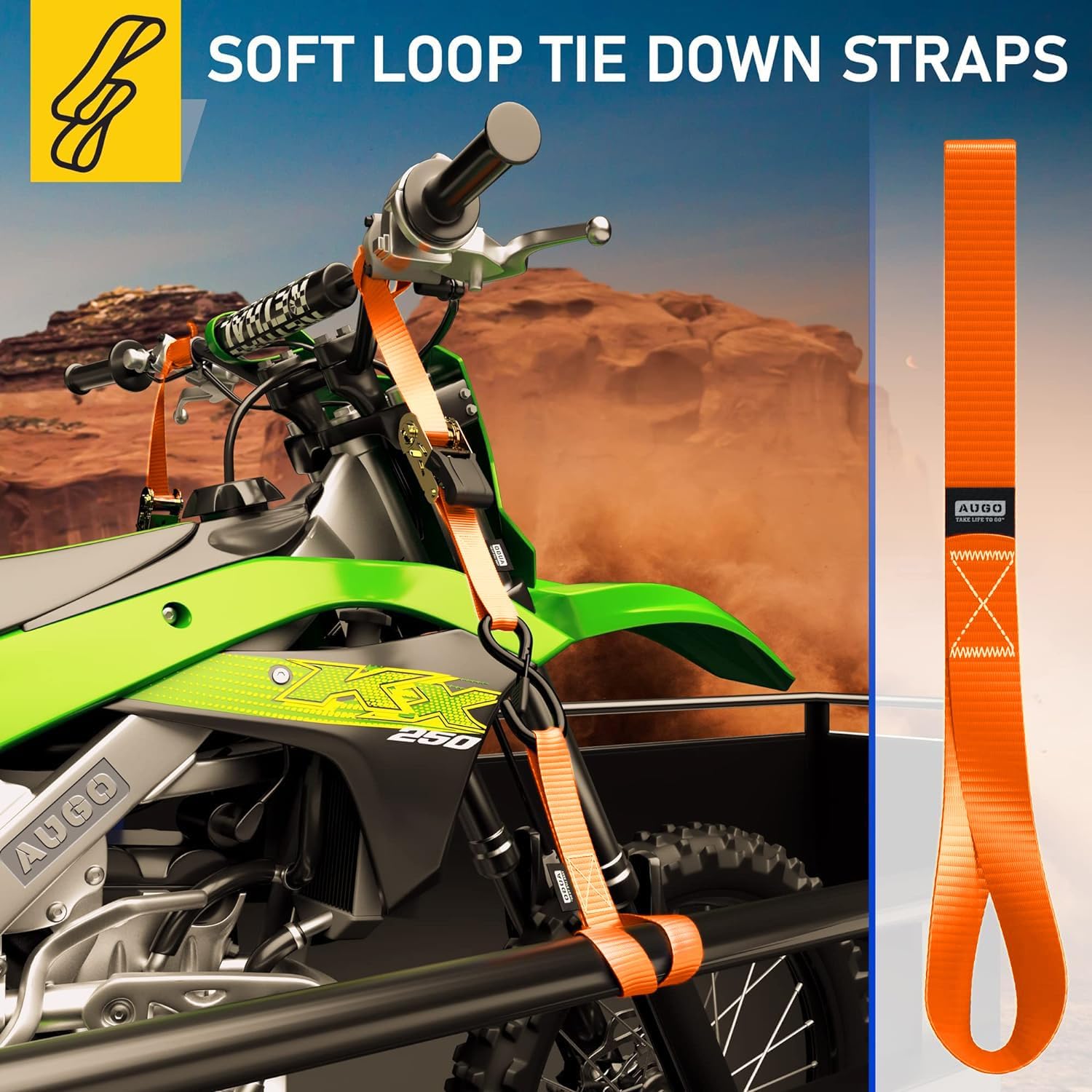 Soft Loop Tie Down Straps - 6 Pack - 1" x 12" - 4500 Lb Break Strength