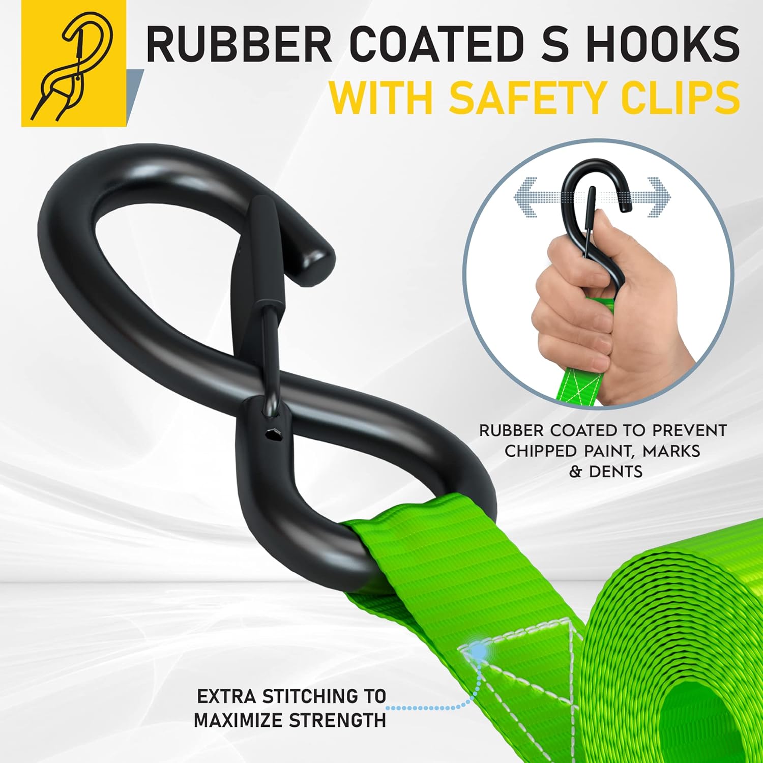 Ratchet Straps - 4 Pack - 1" x 15 Ft - 2200 Lb Break Strength