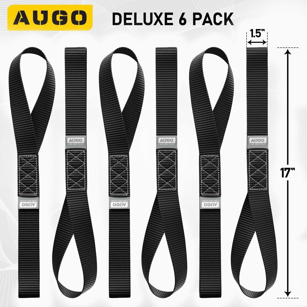 Heavy Duty Soft Loop Tie Down Straps - 6 Pack - 1.5" x 17" - 10000 Lb Break Strength