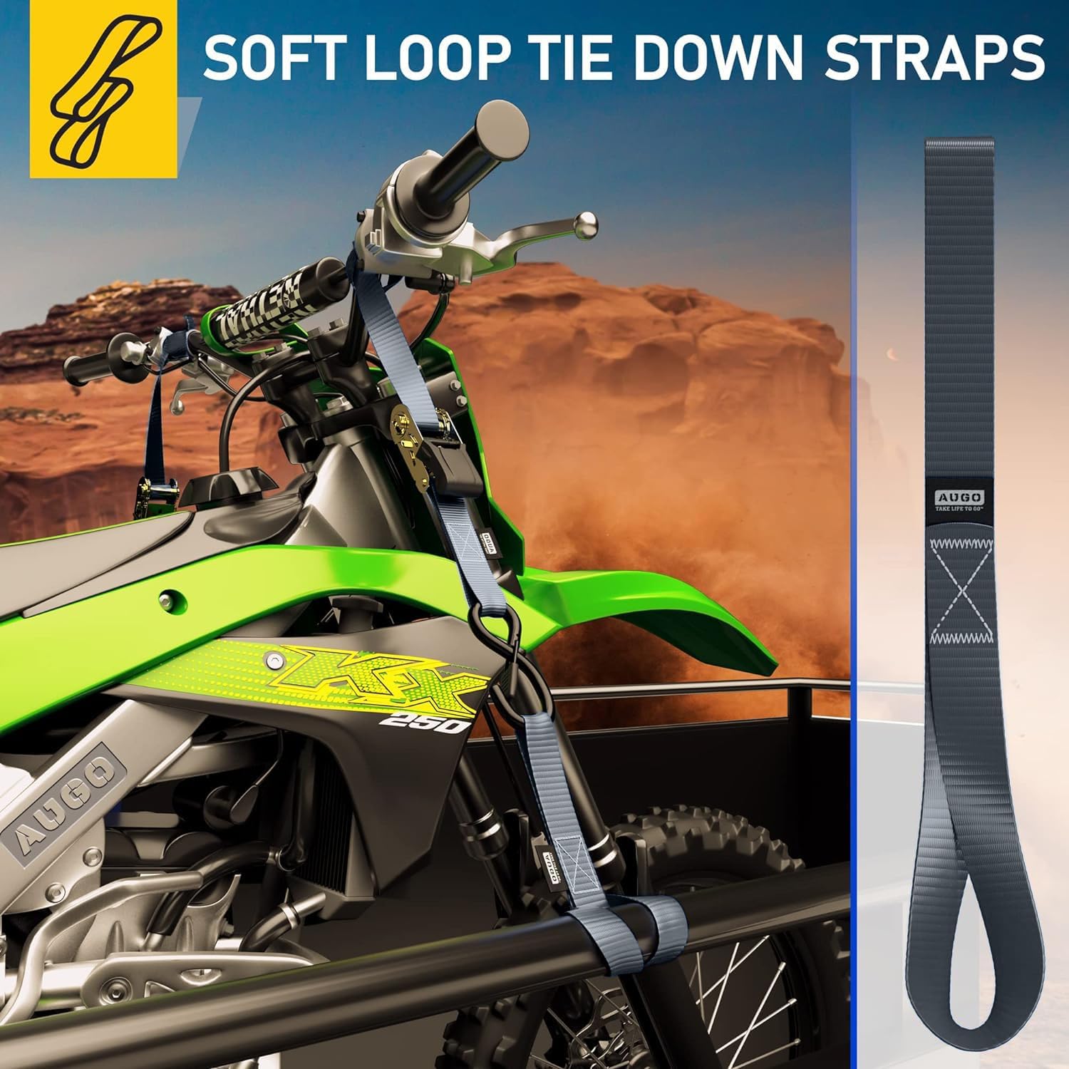 Soft Loop Tie Down Straps - 6 Pack - 1" x 12" - 4500 Lb Break Strength