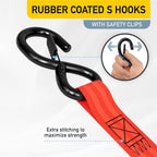 Retractable Ratchet Straps - 4 Pack - 1" x 10 Ft - 1200 Lb Break Strength