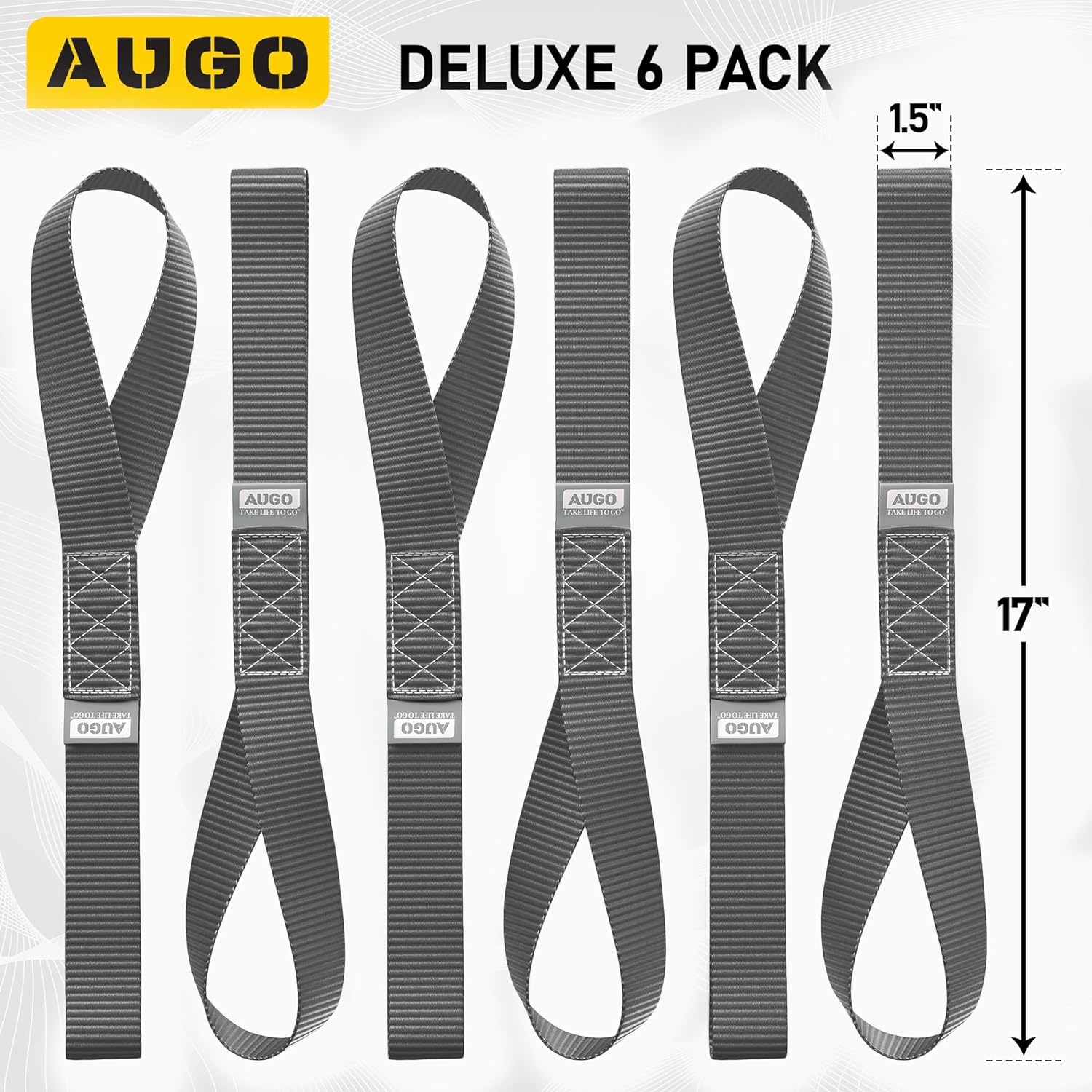 Heavy Duty Soft Loop Tie Down Straps - 6 Pack - 10000 lb Break Strength - 1.5