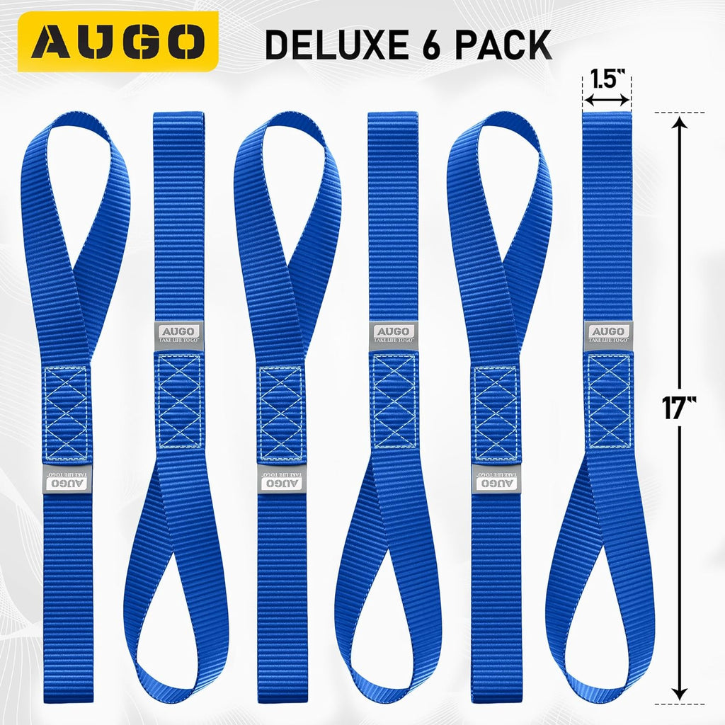Heavy Duty Soft Loop Tie Down Straps - 6 Pack - 1.5" x 17" - 10000 Lb Break Strength