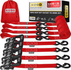 Heavy Duty Ratchet Straps - 4 Pack - 1.5" x 10 Ft - 4400 Lb Break Strength