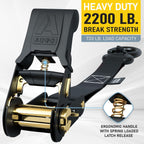 Ratchet Straps - 4 Pack - 1" x 15 Ft - 2200 Lb Break Strength