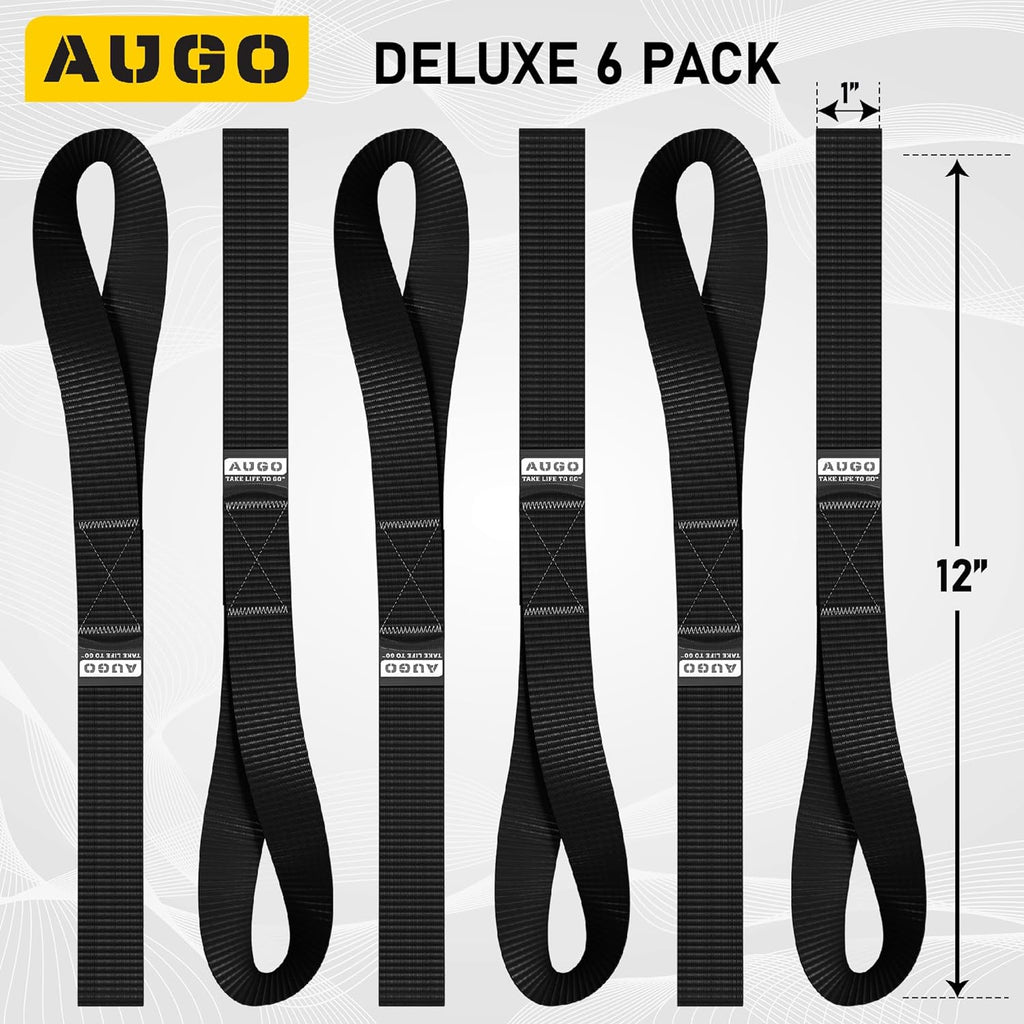 Soft Loop Tie Down Straps - 6 Pack - 1" x 12" - 4500 Lb Break Strength