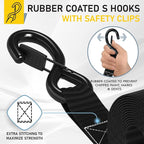 AUGO Ratchet Tie Down Straps -2 PK– 15 FT – Break Strength – Safety Lock S Hooks –for Moving Cargo, Appliances, Lawn Equipment, Motorcycle – Includes 1 Bungee Cord, 2 Soft Loops, Storage Bag