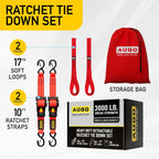 Heavy Duty Retractable Ratchet Straps - 2 Pack - 2" x 10 Ft - 3000 Lb Break Strength