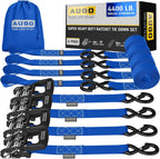 Heavy Duty Ratchet Straps - 4 Pack - 1.5" x 10 Ft - 4400 Lb Break Strength
