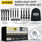 Heavy Duty Ratchet Straps - 4 Pack - 1.5" x 10 Ft - 4400 Lb Break Strength