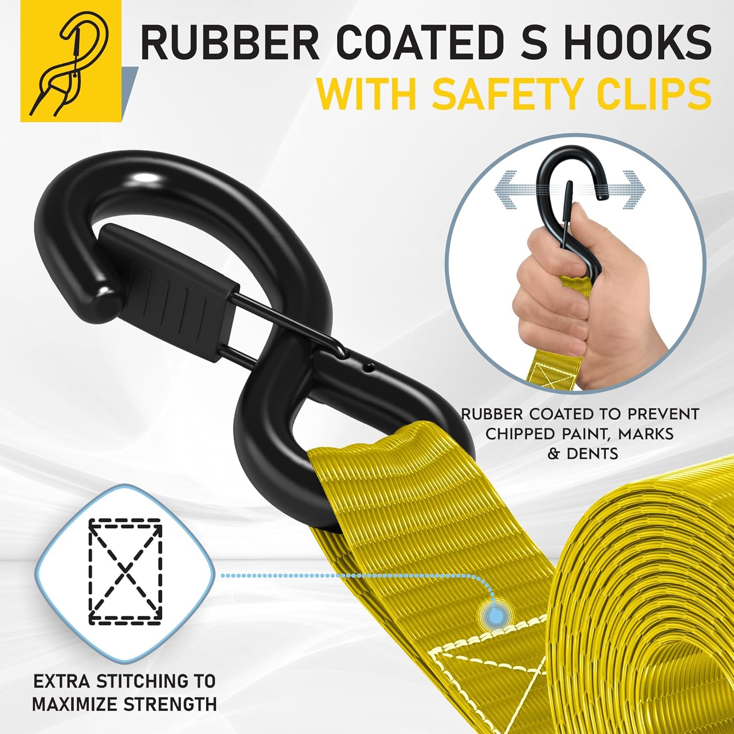 Heavy Duty Ratchet Straps - 4 Pack - 1.5" x 10 Ft - 4400 Lb Break Strength