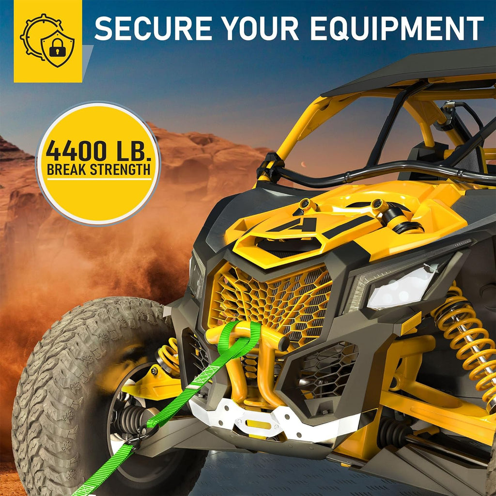 Heavy Duty Ratchet Straps - 4 Pack - 1.5" x 15 Ft - 4400 Lb Break Strength