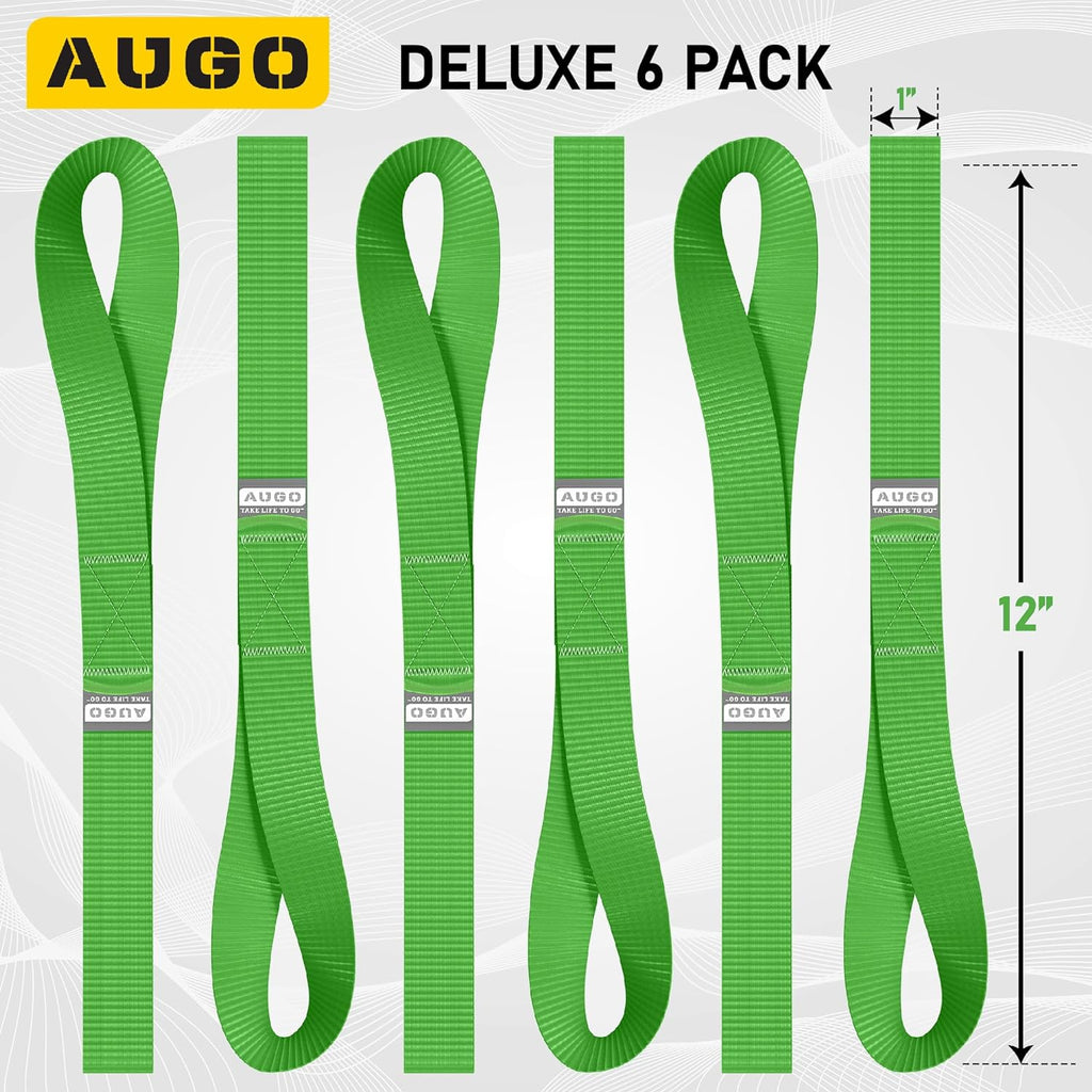 Soft Loop Tie Down Straps - 6 Pack - 1" x 12" - 4500 Lb Break Strength