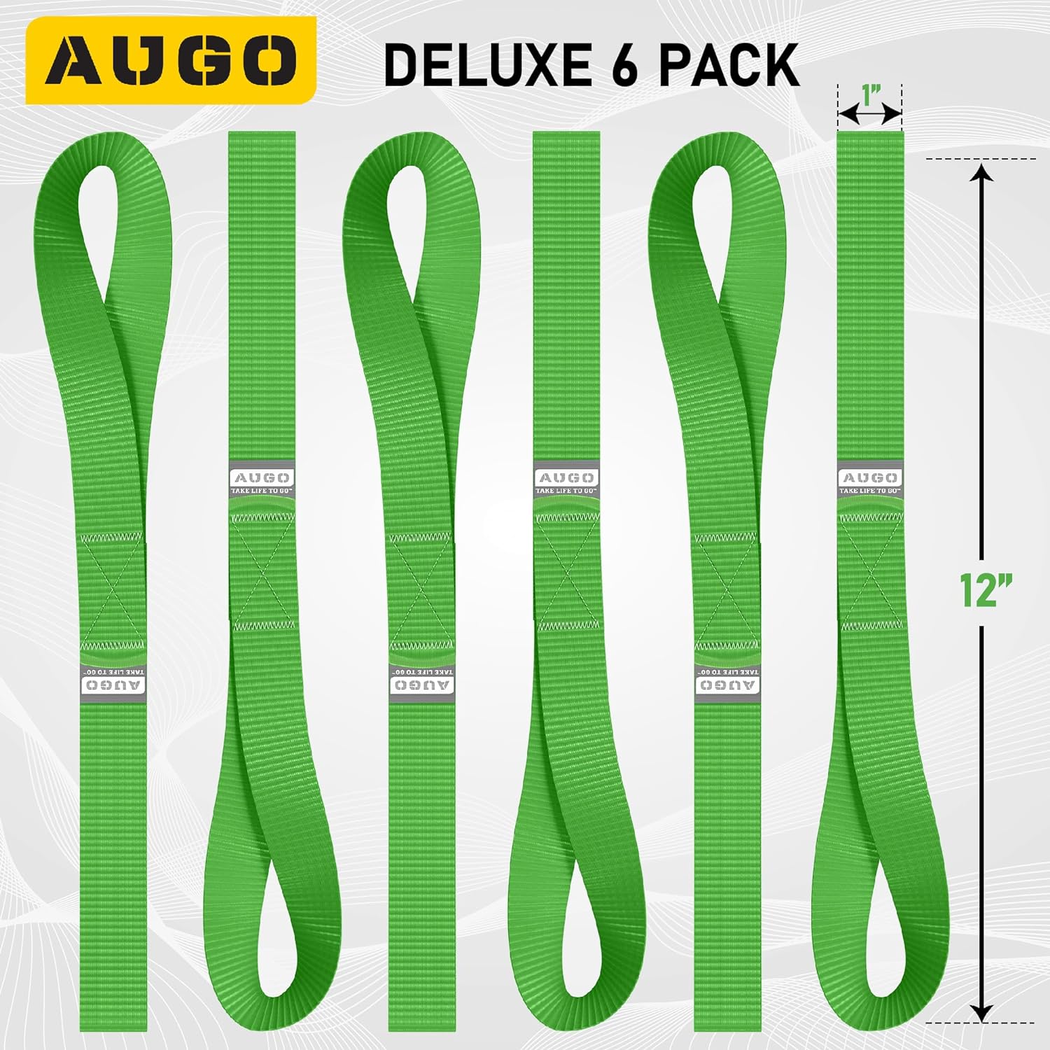 Soft Loop Tie Down Straps - 6 Pack - 1" x 12" - 4500 Lb Break Strength