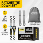 Heavy Duty Retractable Ratchet Straps - 2 Pack - 2" x 10 Ft - 3000 Lb Break Strength