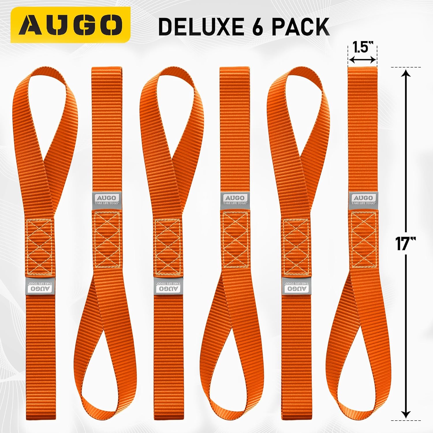 Heavy Duty Soft Loop Tie Down Straps - 6 Pack - 1.5" x 17" - 10000 Lb Break Strength