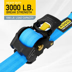 Heavy Duty Retractable Ratchet Straps - 2 Pack - 2" x 10 Ft - 3000 Lb Break Strength