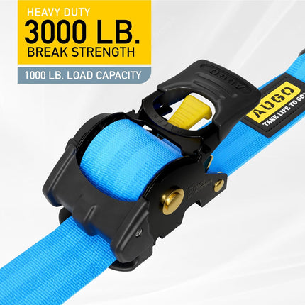 Heavy Duty Retractable Ratchet Straps - 2 Pack - 3000 lb Break Strength