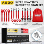 Heavy Duty Ratchet Straps - 4 Pack - 1.5" x 10 Ft - 4400 Lb Break Strength